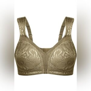 NWT 48DDD Deyllo Women's Minimizer Bra Full Coverage Wirefree Non Padded Olive